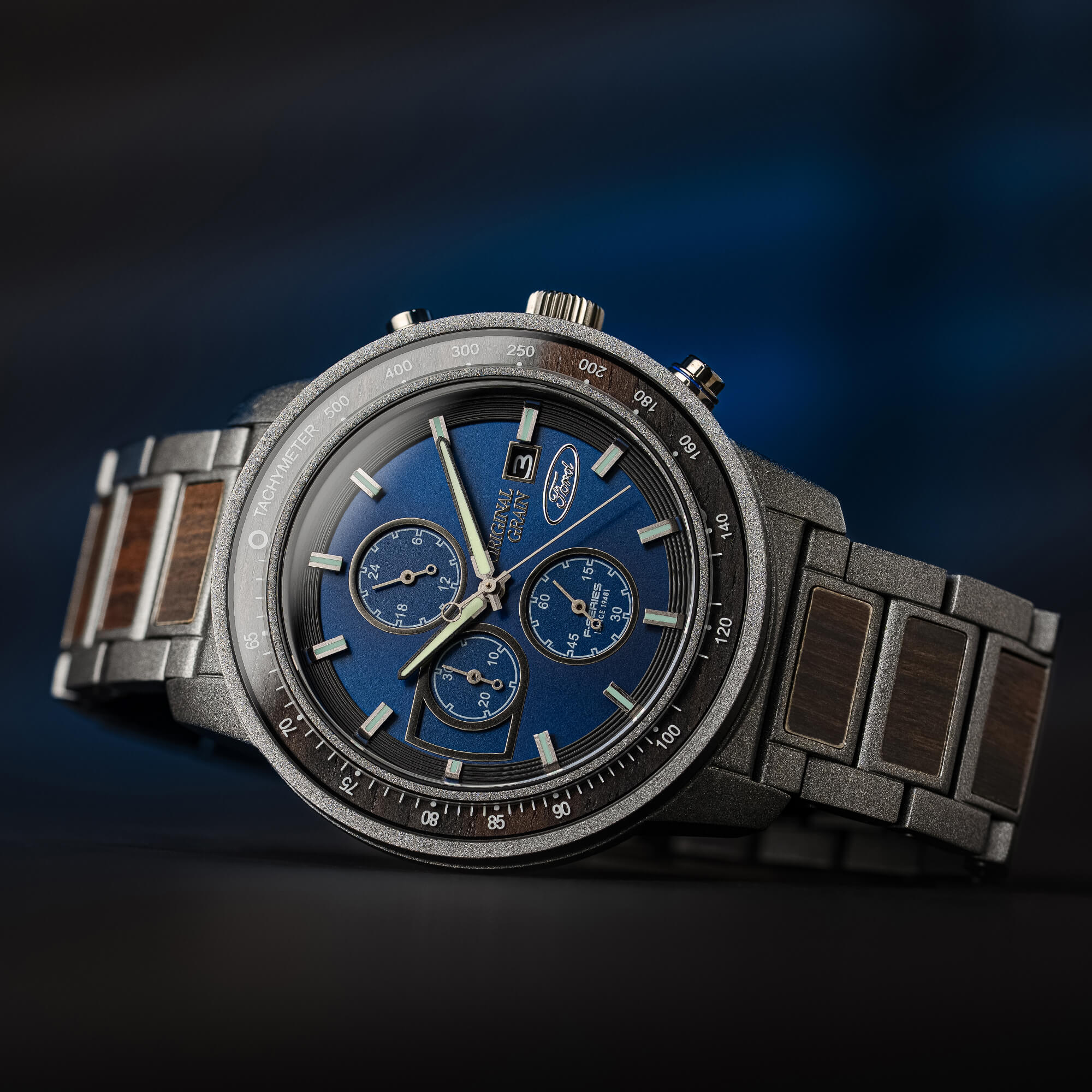 Original Grain Ford Barrel Chrono Watch 45mm — Chronograph Timepiece