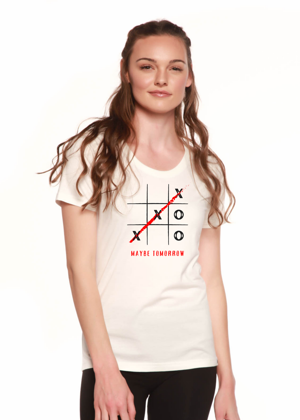 Maybe Tomorrow Women's Bamboo Sleeve Scoop Neck Graphic T-Shirt
