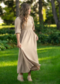 Kayleen Tan Smocked Bodice Gauze Dress