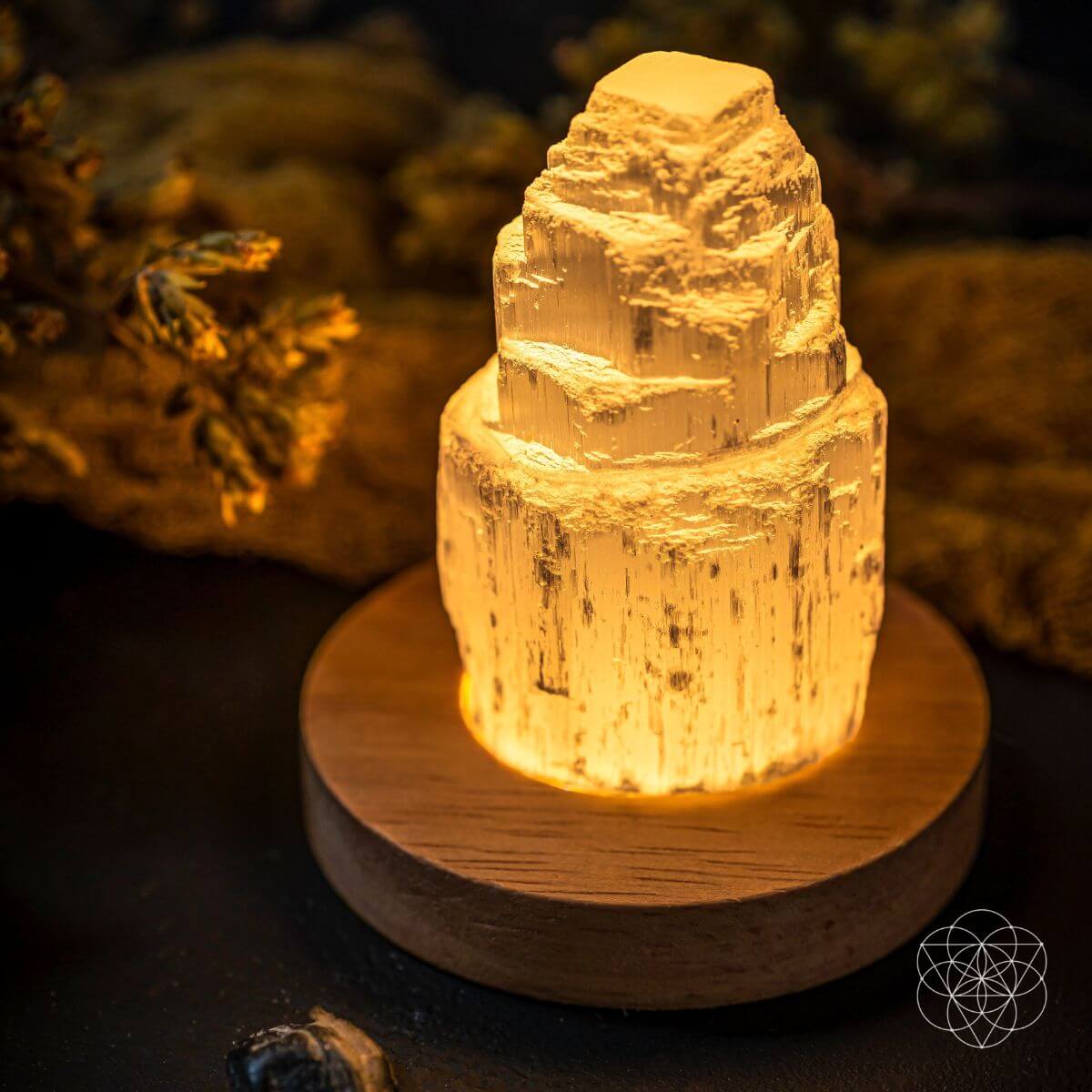 Selenite Crystal Glow Lamp — Natural Nightlight for Home & Wellness Spaces