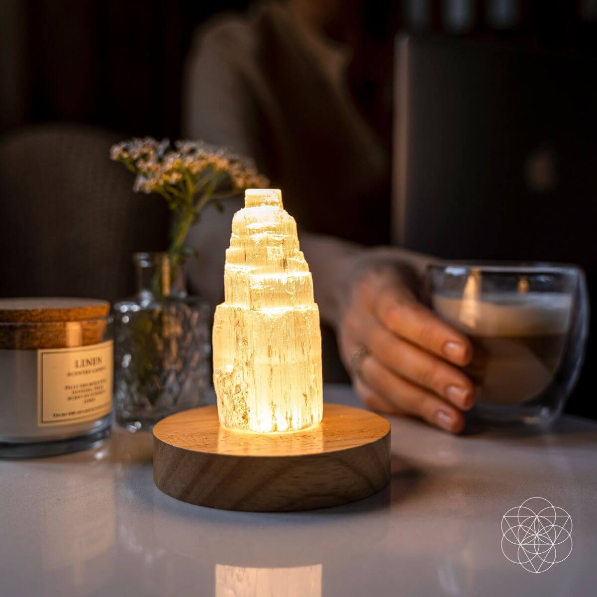 Selenite Crystal Glow Lamp — Natural Nightlight for Home & Wellness Spaces