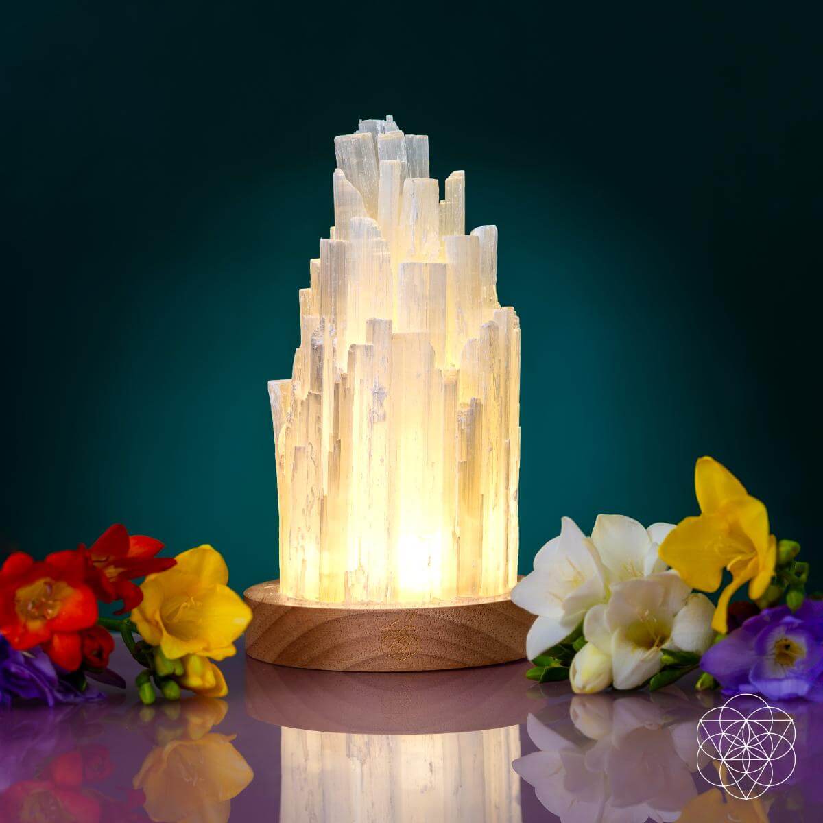 Selenite Crystal Tower Lamp with 30 Adjustable Light Modes