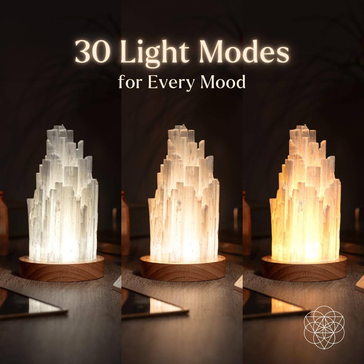 Selenite Crystal Tower Lamp with 30 Adjustable Light Modes