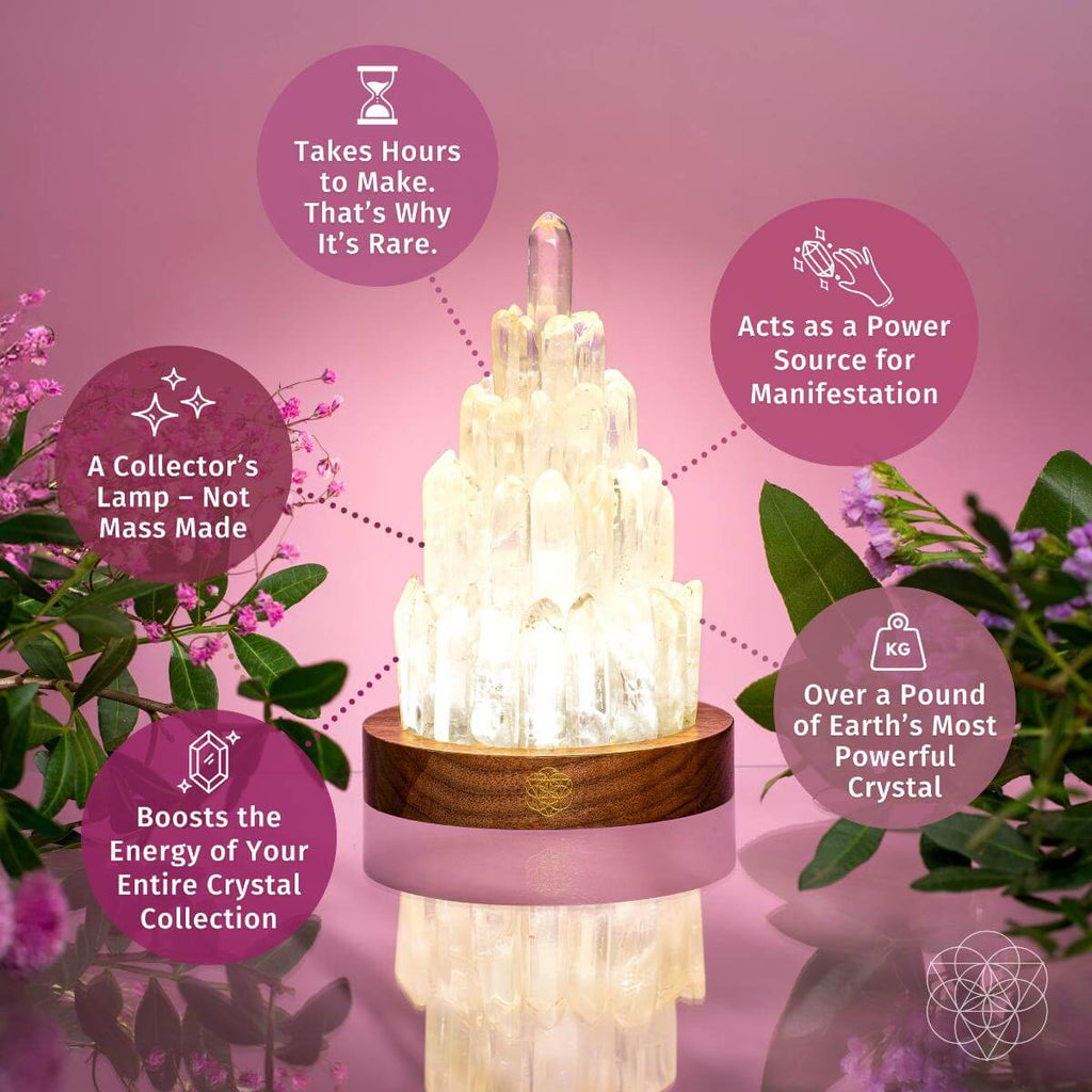 Clear Quartz Crystal Tower Lamp with 30 Adjustable Light Modes