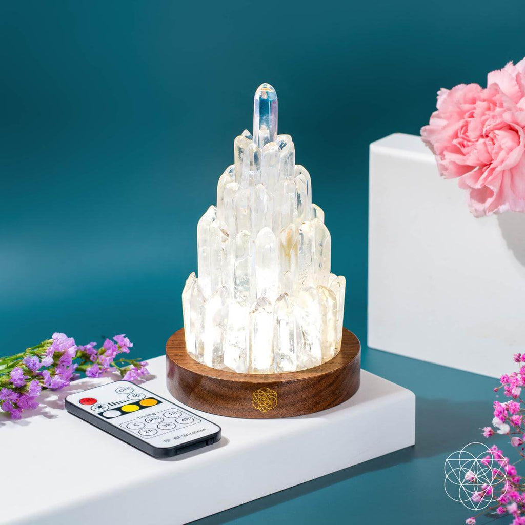 Clear Quartz Crystal Tower Lamp with 30 Adjustable Light Modes