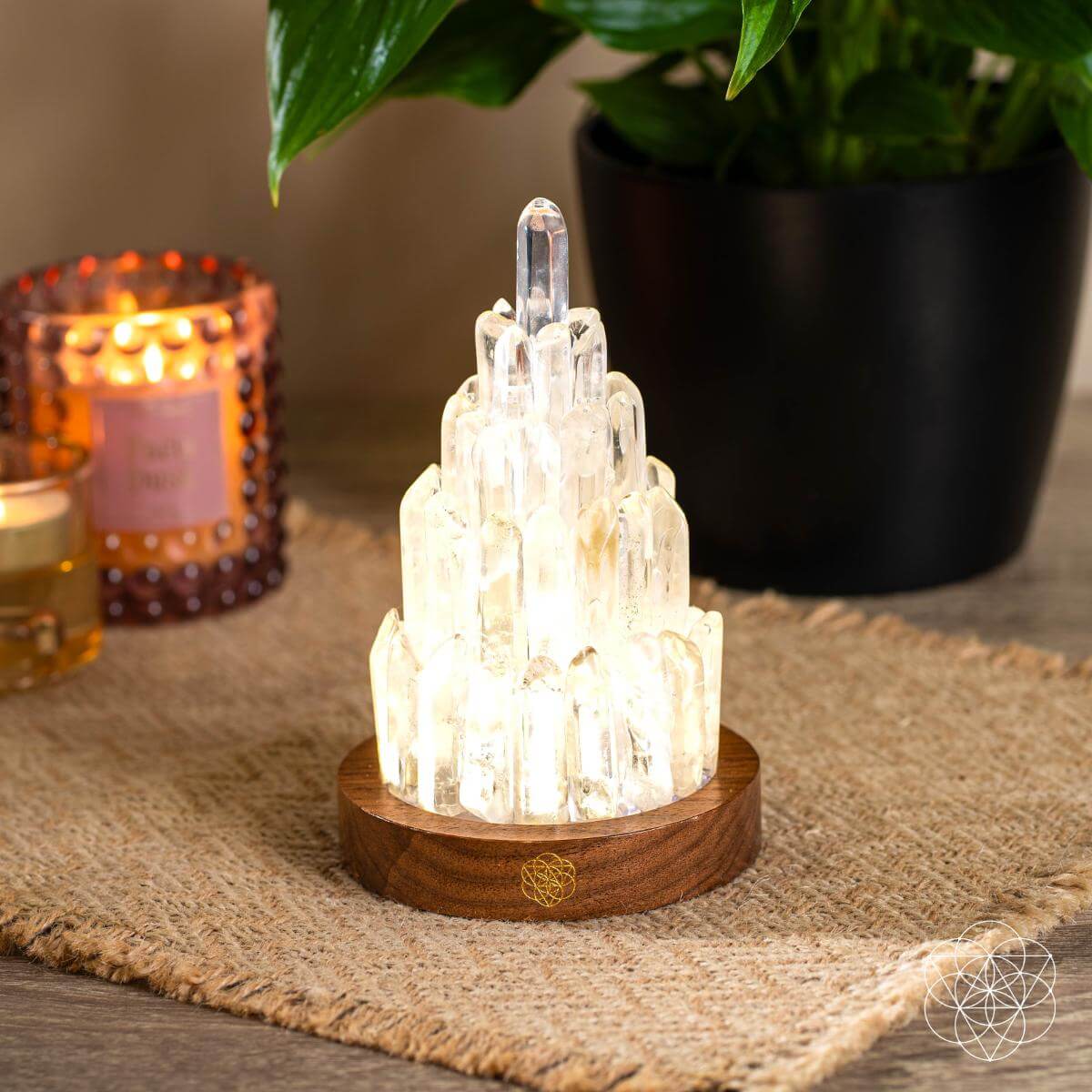 Clear Quartz Crystal Tower Lamp with 30 Adjustable Light Modes